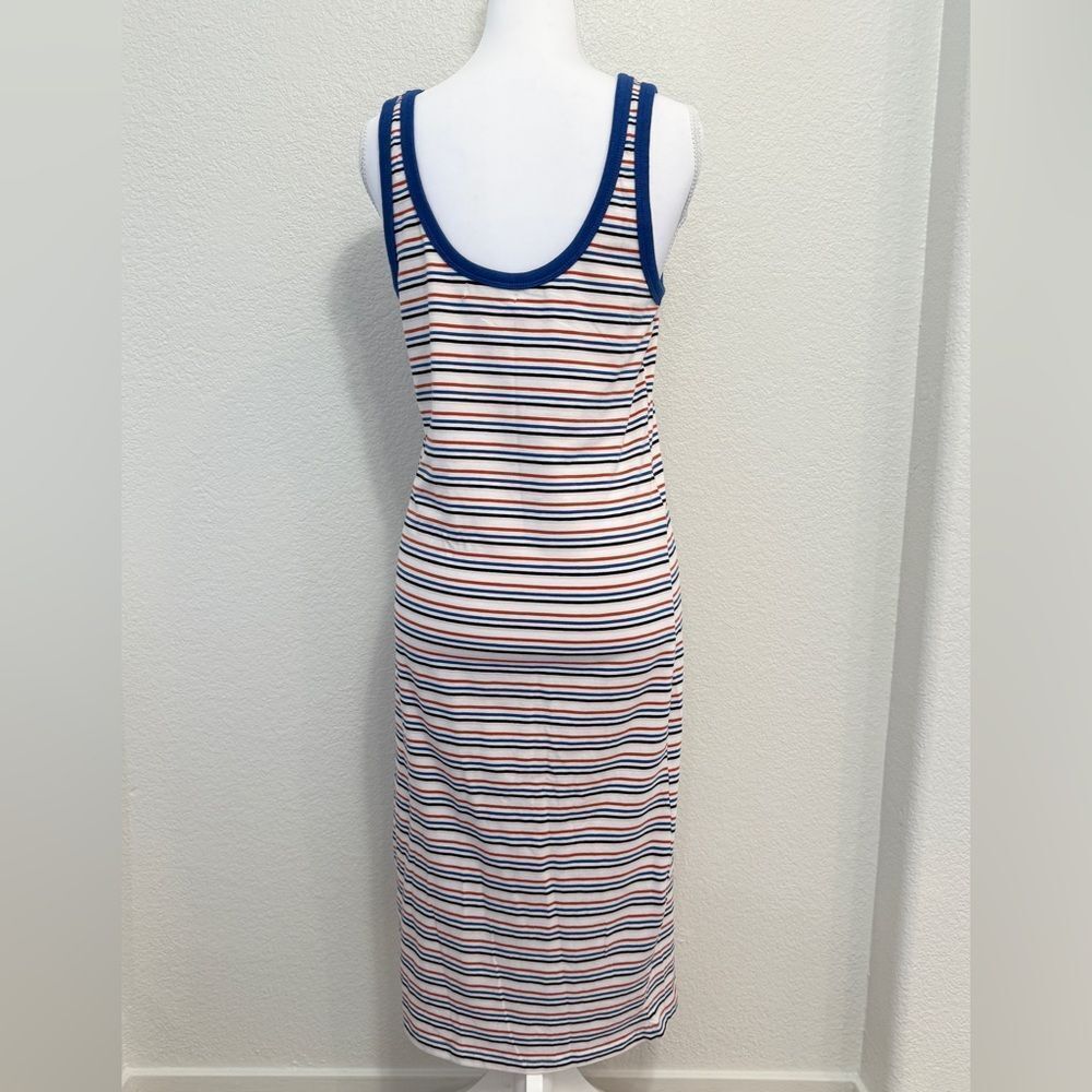 Zara Trafaluc Striped Midi Tank Dress Navy Red White Ribbed Scoop Neck NWT L - Picture 4 of 5